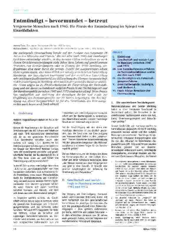 Vorschauseite 1: Entmündigt - bevormundet - betreut