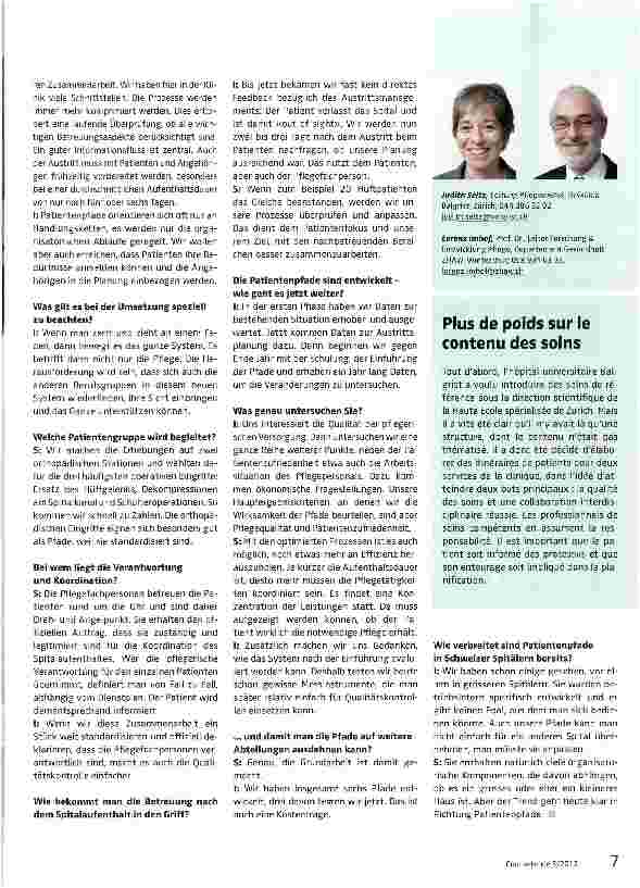 Vorschauseite 2: «Wir wollten mehr Gewicht auf den Inhalt der Pflege legen»