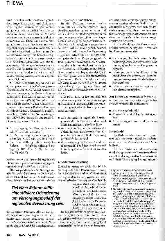 Vorschauseite 2: Konzept zur Neuordnung der ärztlichen Bedarfsplanung