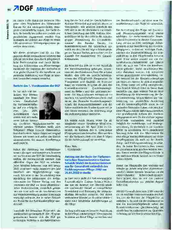 Vorschauseite 2: Mitteilungen für die Mitglieder der Deutschen Gesellschaft für Fachkrankenpflege e. V.