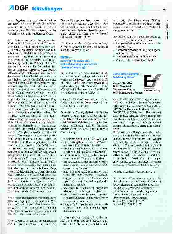 Vorschauseite 3: Mitteilungen für die Mitglieder der Deutschen Gesellschaft für Fachkrankenpflege e. V.