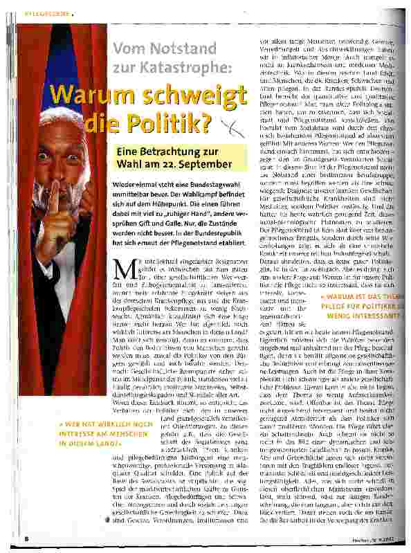 Vorschauseite 1: Warum schweigt die Politik? Eine Betrachtung zur Wahl am 22. September