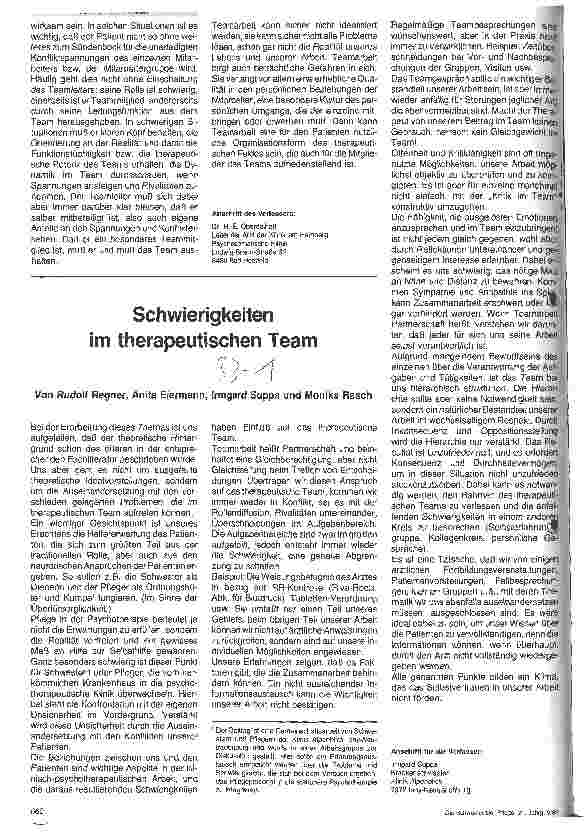 Vorschauseite 3: Das therapeutische Team in der psychosomatischen Klinik- Anspruch und Alltag