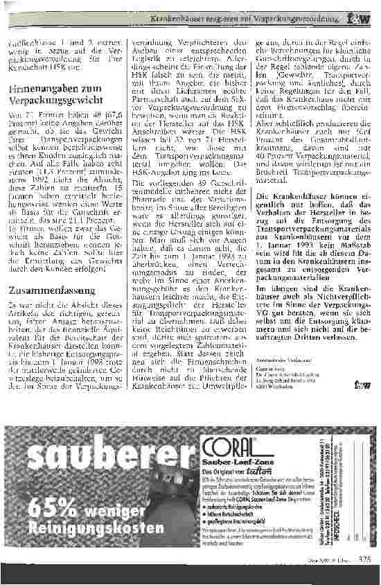 Vorschauseite 4: Krankenhäuser reagieren auf Verpackungsverordnungen am Beispiel der Horst-Schmidt-Kliniken,Wiesbaden