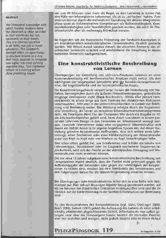 Vorschauseite 2: Die Sandwich-Konzeption - eine integrierende Unterrichtsform