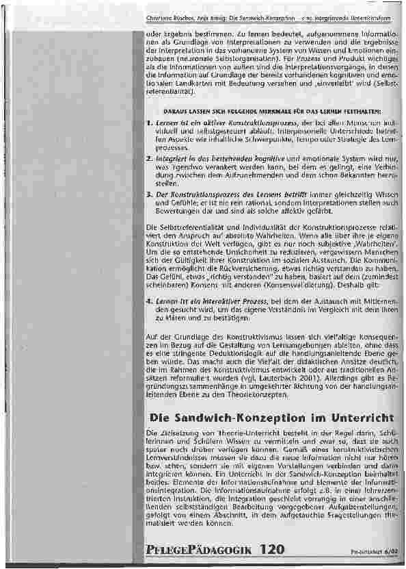 Vorschauseite 3: Die Sandwich-Konzeption - eine integrierende Unterrichtsform