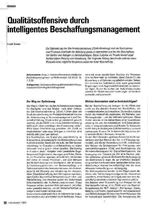 Vorschauseite 1: Qualitätsoffensive durch intelligentes Beschaffungsmanagement