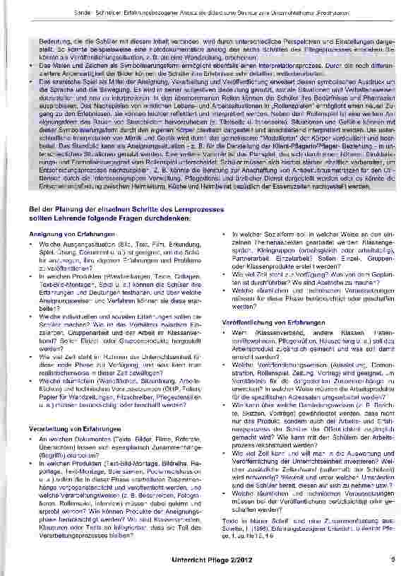 Vorschauseite 4: Erfahrungsbezogener Ansatz als didaktische Struktur zum Unterrichtsthema „Prophylaxen