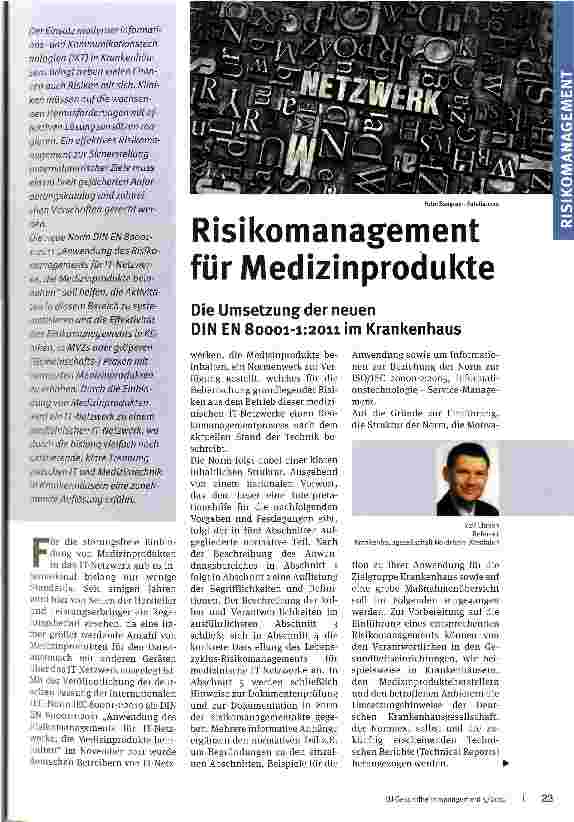 Vorschauseite 1: Risikomanagement für Medizinprodukte