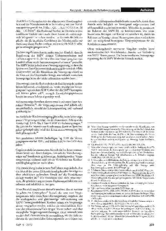 Vorschauseite 5: Spezialisierte ambulante Palliativversorgung (SAPV) -Ein Einblick in die Gesetzgebung vom 1.4.2007 und ihre regulierende Wirkung