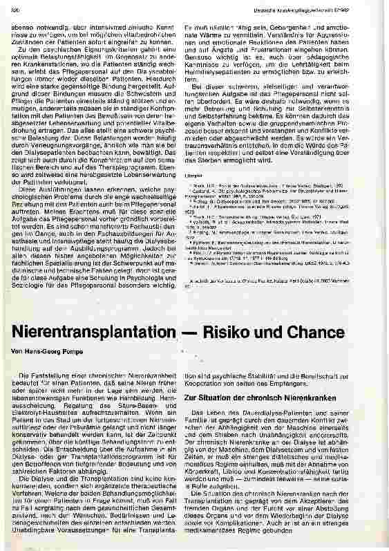 Vorschauseite 1: Nierentransplantation - Risiko und Chance