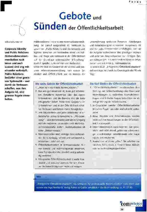Vorschauseite 1: Gebote und Sünden der Öffentlichkeitsarbeit