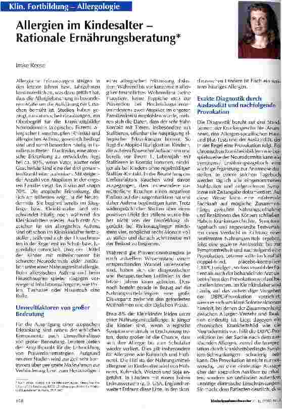 Vorschauseite 1: Allergien im Kindesalter - Rationale Ernährungsberatung