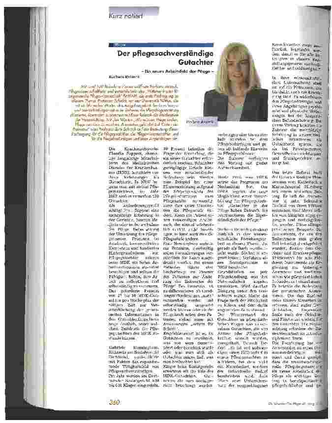 Vorschauseite 1: Der pflegesachverständige Gutachter Ein neues Arbeitsfeld in der Pflege
