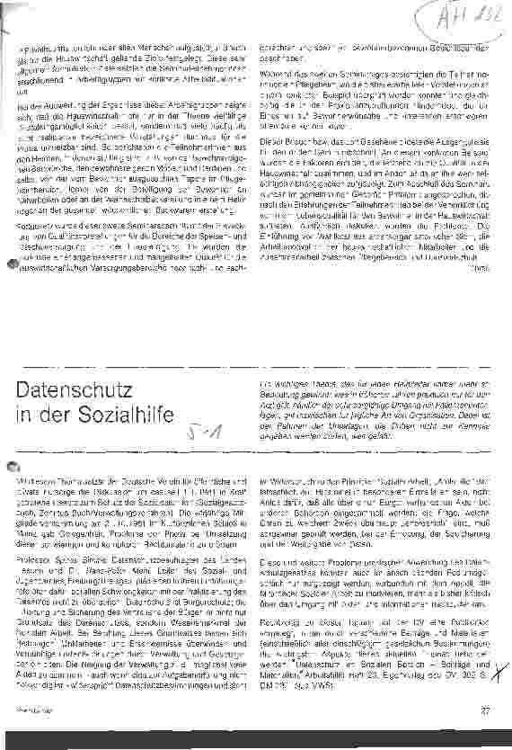 Vorschauseite 1: Datenschutz in der Sozialhilfe