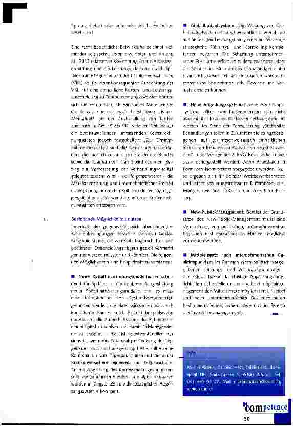 Vorschauseite 4: 2. KVG-Revison - wieviel unternehmerische Freiheit für die Spitäler?