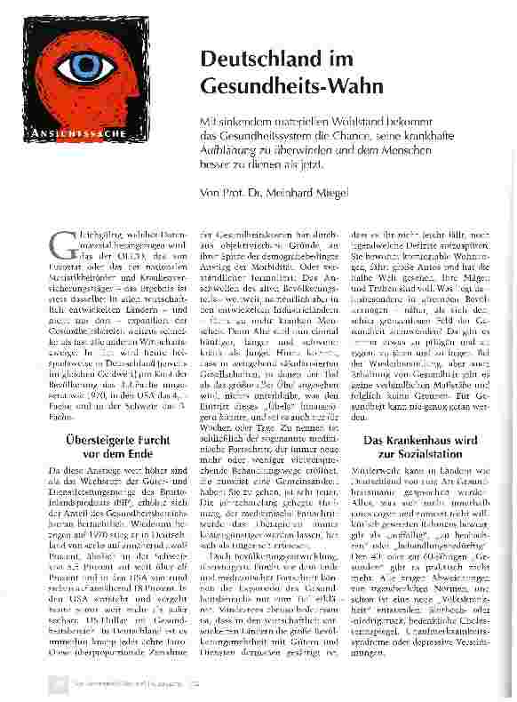 Vorschauseite 1: Deutschland im Gesundheits-Wahn