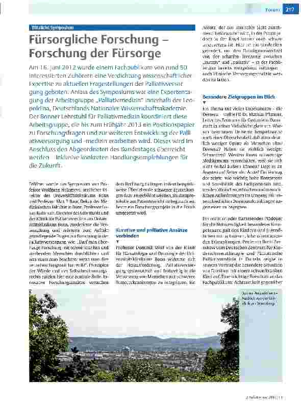Vorschauseite 1: Fürsorgliche Forschung -Forschung der Fürsorge