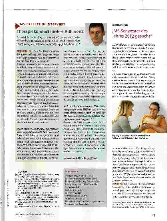 Vorschauseite 2: Therapietreue braucht MS-Schwestern