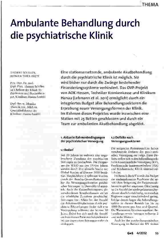 Vorschauseite 1: Ambulante Behandlung durch die psychiatrische Klinik