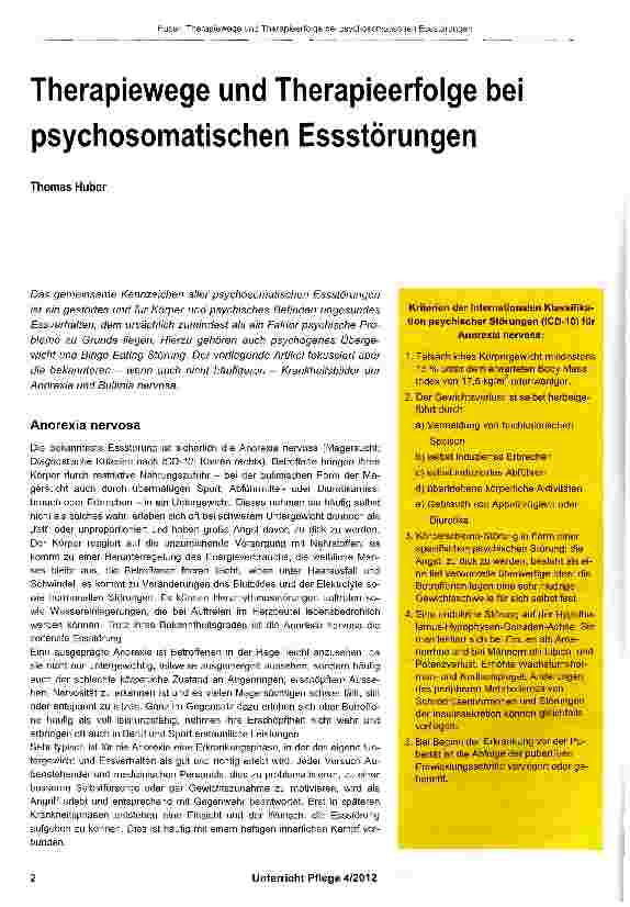 Vorschauseite 1: Therapiewege und Therapieerfolge bei psychosomatischen Essstörungen