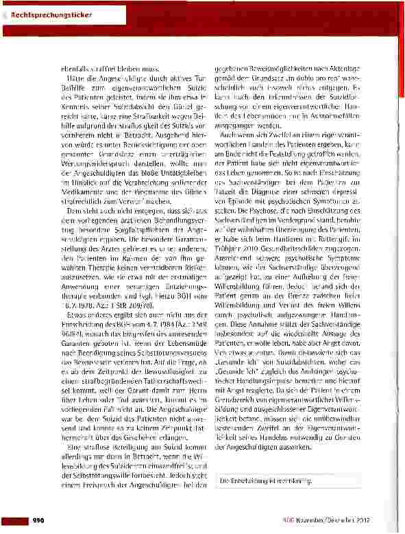 Vorschauseite 2: Garantenstellung bei einem suizidalen Patienten