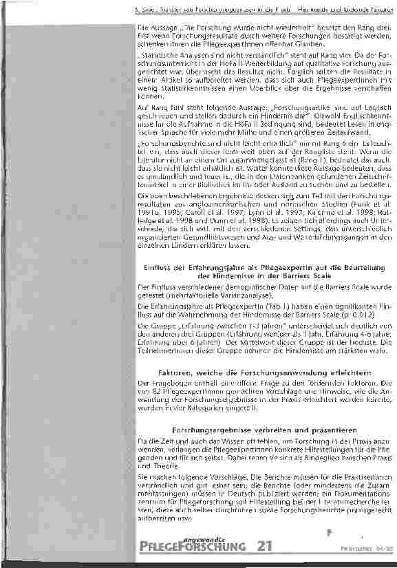 Vorschauseite 5: Transfer von Forschungsergebnissen in die Praxis - Hemmende und fördernde Faktoren