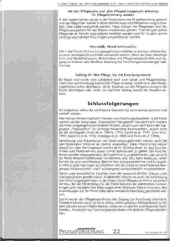 Vorschauseite 6: Transfer von Forschungsergebnissen in die Praxis - Hemmende und fördernde Faktoren