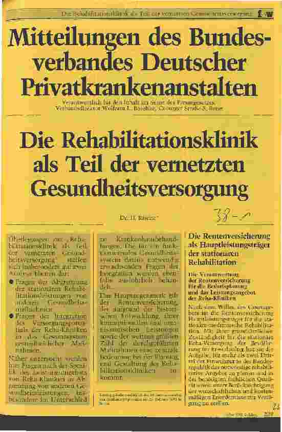 Vorschauseite 1: Die Rehabilitationsklinik als Teil der vernetzten Gesundheitsversorgung