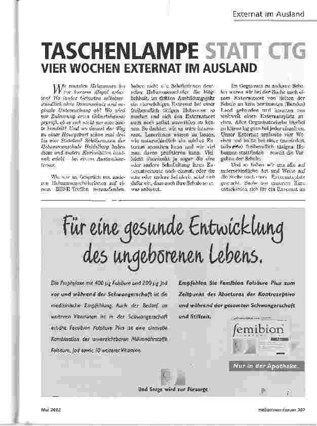 Vorschauseite 1: TASCHENLAMPE STATT CTGVIER WOCHEN EXTERNAT IM AUSLAND