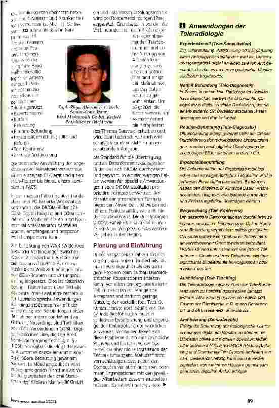 Vorschauseite 2: Eine Telekooperations-Kultur entsteht Vernetzung von Krankenhäusern und radiologischen Praxen am Linken Niederrhein