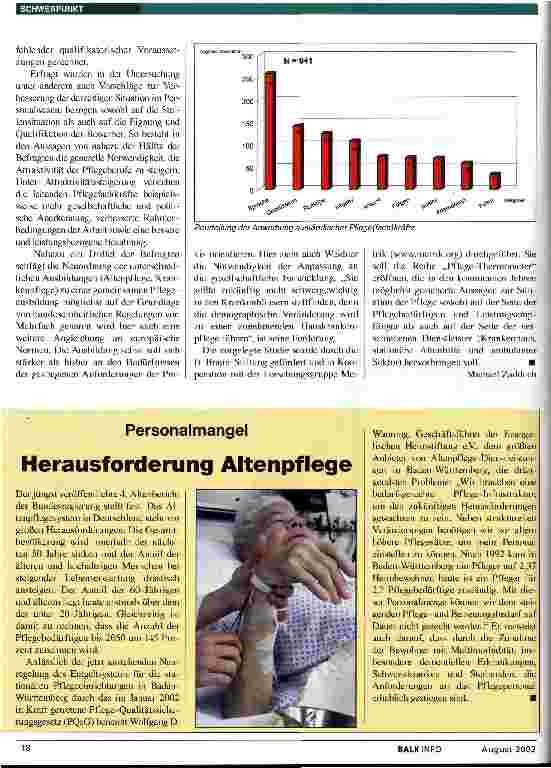Vorschauseite 3: Pflegepersonalsituation: Fieber mit steigender Tendenz