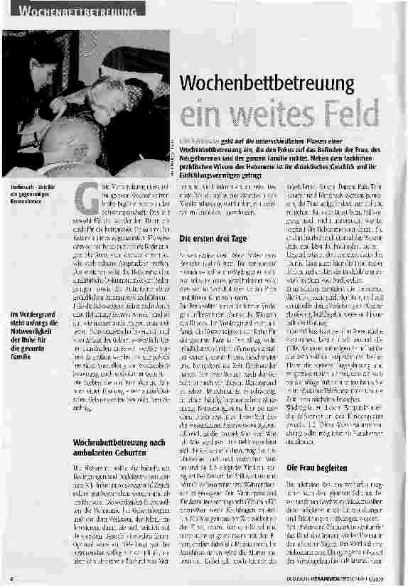 Vorschauseite 1: Wochenbettbetreuung - ein weites Feld