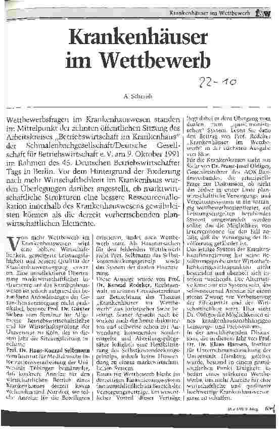 Vorschauseite 1: Krankenhäuser im Wettbewerb