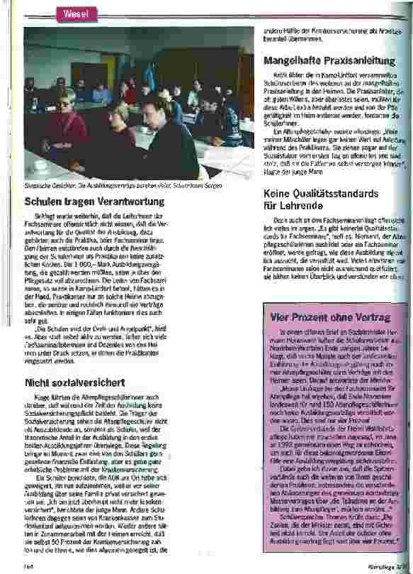 Vorschauseite 2: Umzumutbare und sittenwidrige Verträge Altenpflegeschüler aus Nordrhein-Westfalen beklagen Mißstände