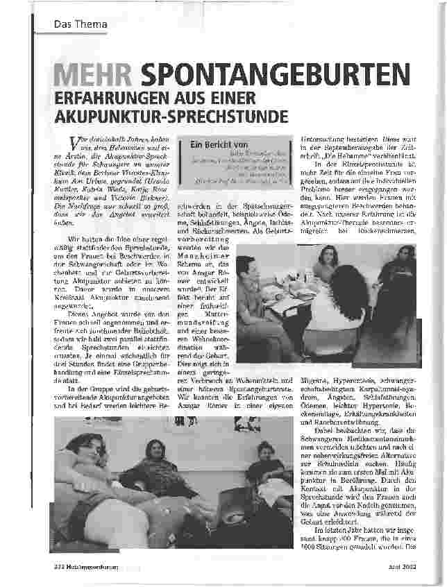Vorschauseite 1: MEHR SPONTANGEBURTENERFAHRUNGEN AUS EINER AKUPUNKTUR-SPRECHSTUNDE