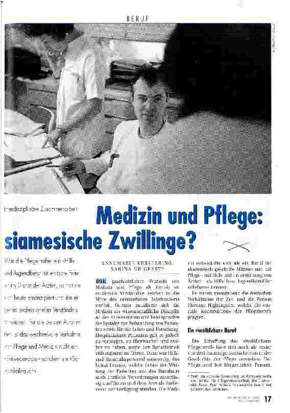Vorschauseite 1: Medizin und Pflege: siamesische Zwillinge? Interdisziplinäre Zusammenarbeit