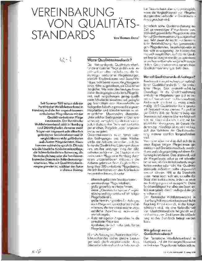 Vorschauseite 1: Vereinbarung von Qualitätsstandards
