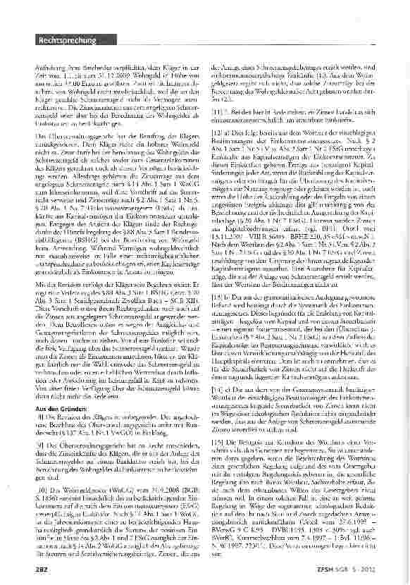 Vorschauseite 2: Berechnung von Wohngeld; Zinsen aus Schmerzensgeld als zu berücksichtigendes Einkommen