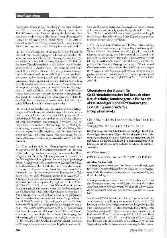 Vorschauseite 4: Berechnung von Wohngeld; Zinsen aus Schmerzensgeld als zu berücksichtigendes Einkommen
