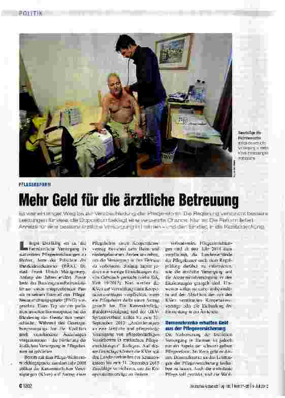 Vorschauseite 1: Mehr Geld für die ärztliche Betreuung