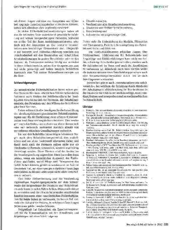Vorschauseite 6: Grenzfragen der neurologischen Frührehabilitation