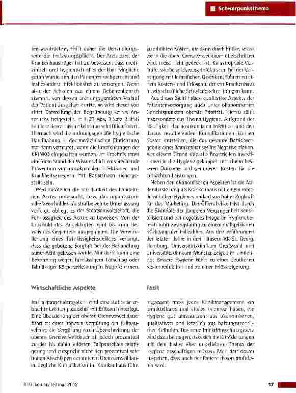 Vorschauseite 6: Krankenhaushygiene im Spiegel der Novellierung des Infektionsschutzgesetzes