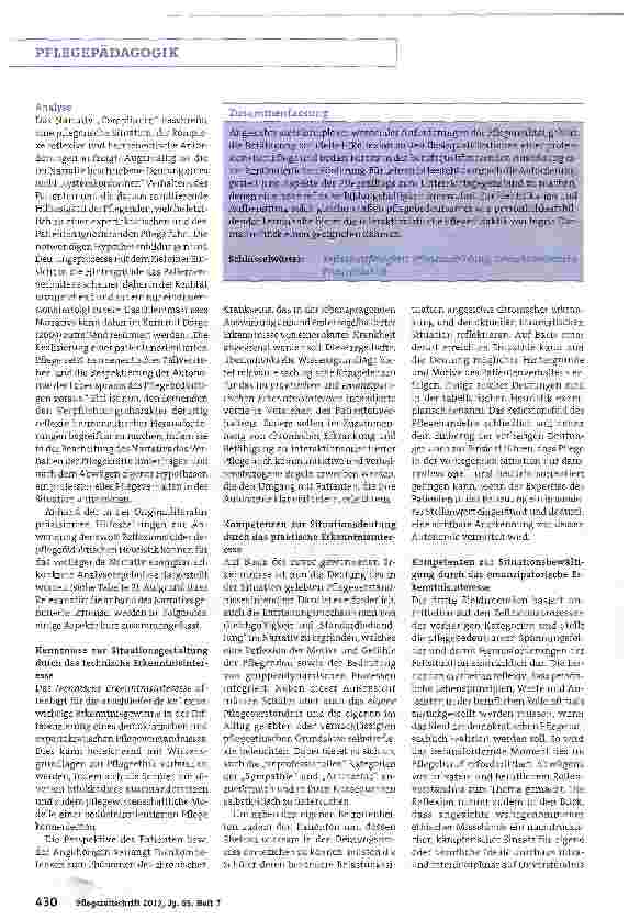 Vorschauseite 3: Reflexionsfähigkeit stärken: Ein Auftrag der Pflegeausbildung