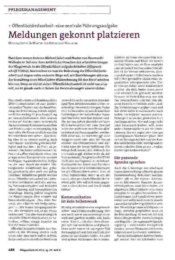 Vorschauseite 1: Meldungen gekonnt platzieren > Öffentlichkeitsarbeit: eine zentrale Führungsaufgabe