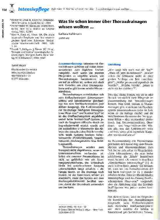 Vorschauseite 1: Was Sie schon immer über Thoraxdrainagen wissen wollten ...