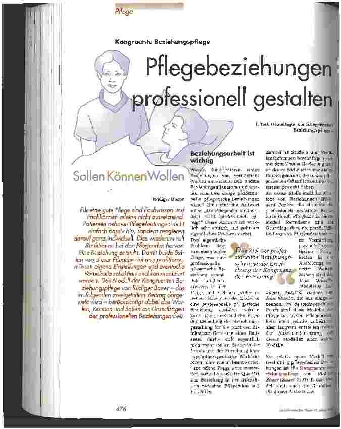 Vorschauseite 1: Pflegebeziehungen professionell gestalten - Teil 1: Grundlagen der Kongruenten Beziehungspflege -