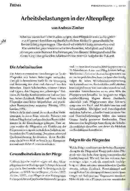 Vorschauseite 1: Arbeitsbelastungen in der Altenpflege