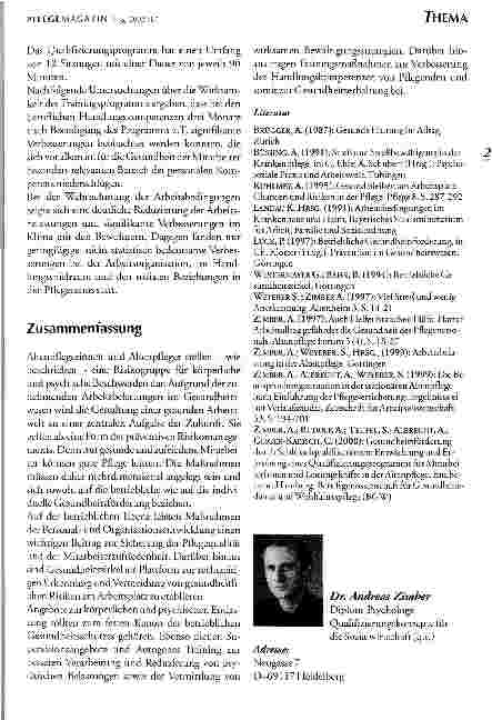 Vorschauseite 4: Arbeitsbelastungen in der Altenpflege