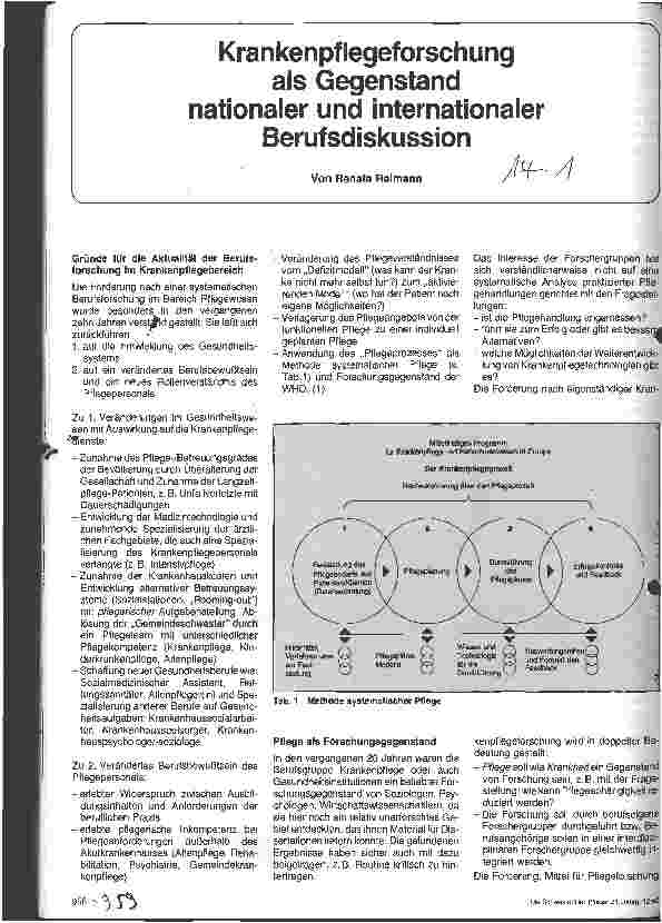 Vorschauseite 1: Krankenpflegeforschung als Gegenstand nationaler und internationaler Berufsdiskussion